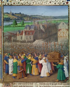 Ms Fr 247 f.89 La caída de Jericó, ilustración de 